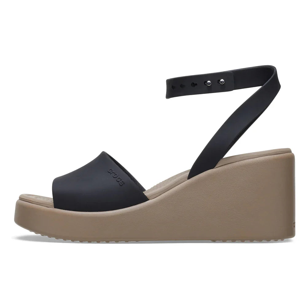 Brooklyn Ankle Strap Wedge - Black/Mushroom