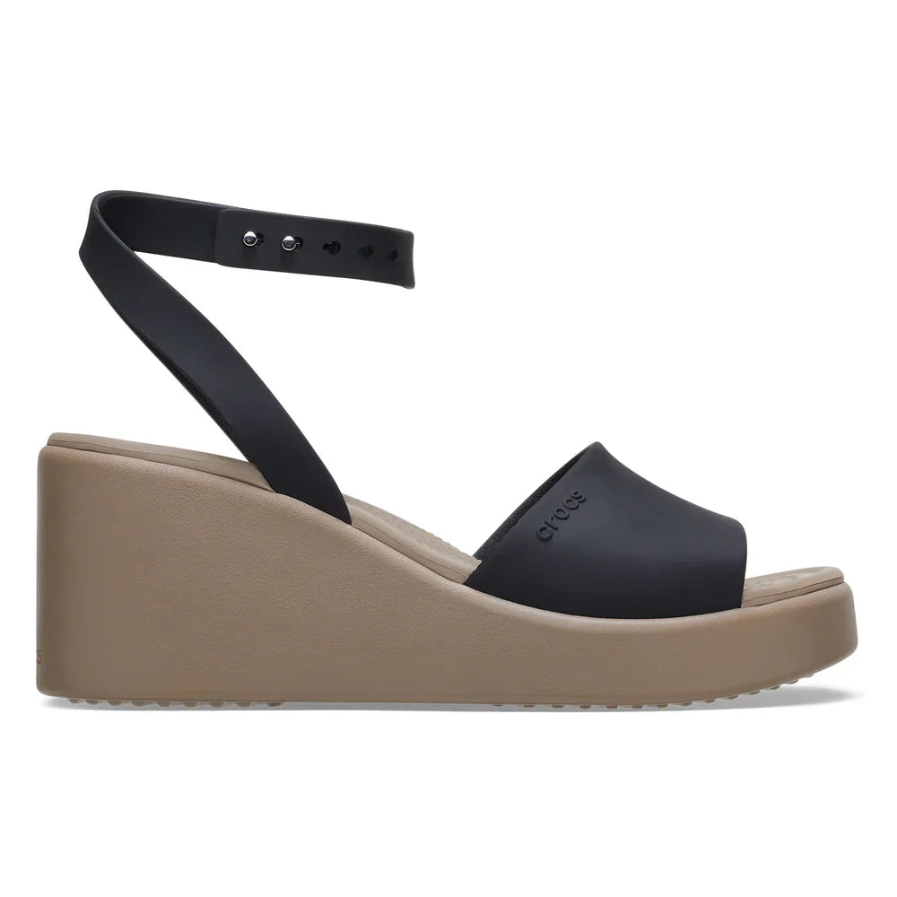 Brooklyn Ankle Strap Wedge - Black/Mushroom