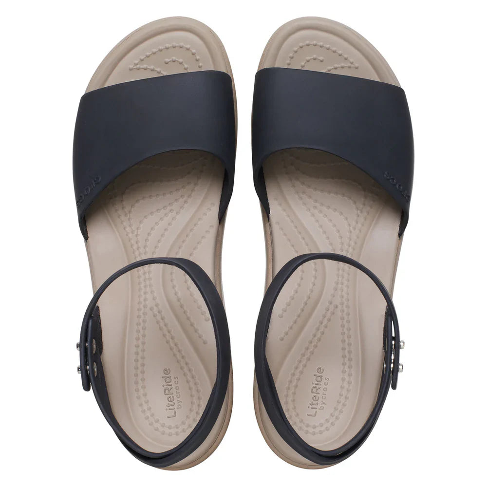 Brooklyn Ankle Strap Wedge - Black/Mushroom