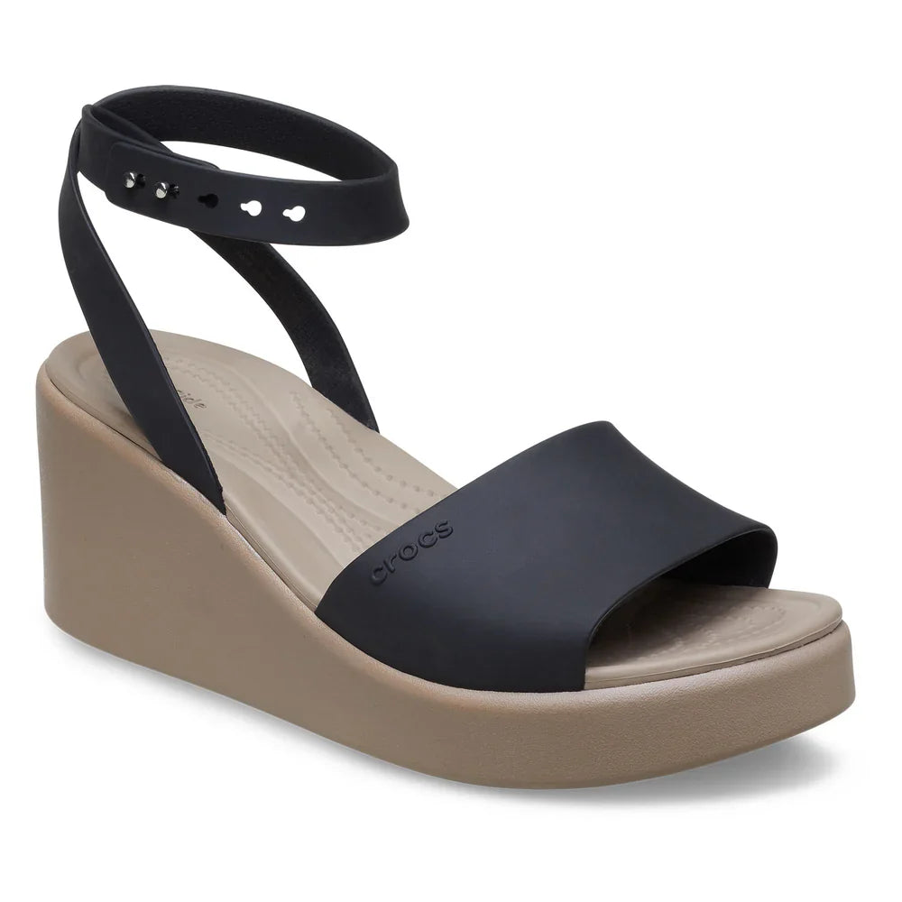 Brooklyn Ankle Strap Wedge - Black/Mushroom