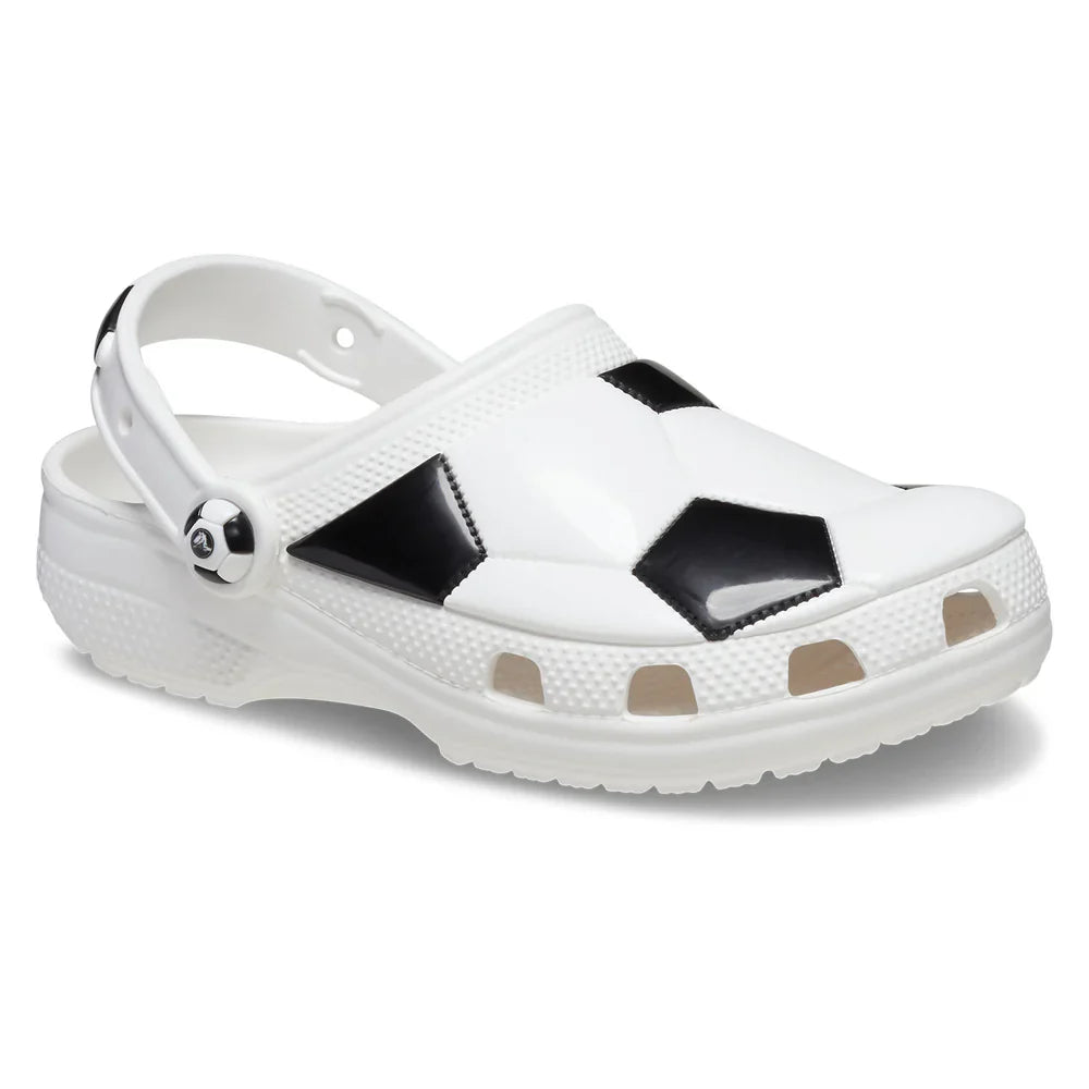 Classic Soccer Ball Clog Kids (Age 5+) - White/Black